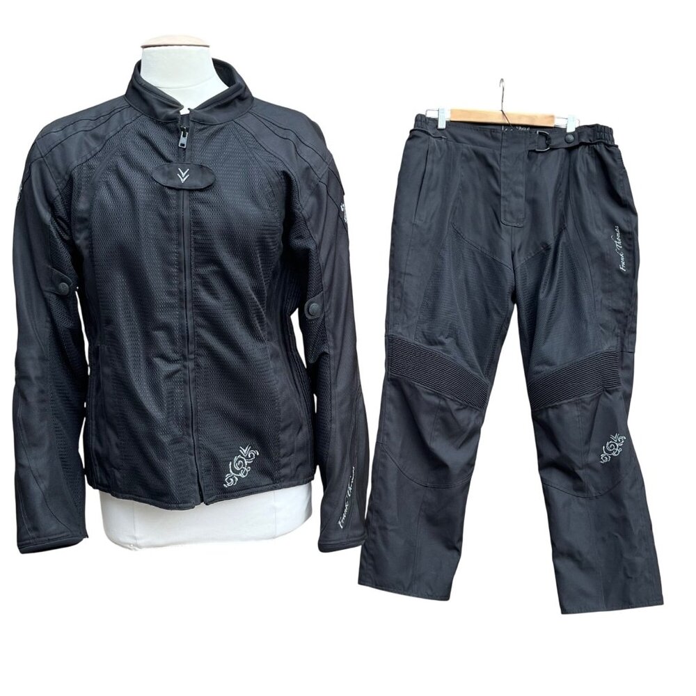 Lady Racer By Frank Thomas Womens‎ Motorcycle Jacket & Pants  L/XL - New / EUC